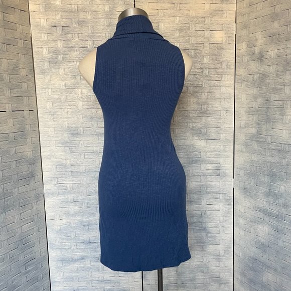 BP Sleeveless rib knit mini dress Turtleneck Dark Blue size M - Picture 3 of 6
